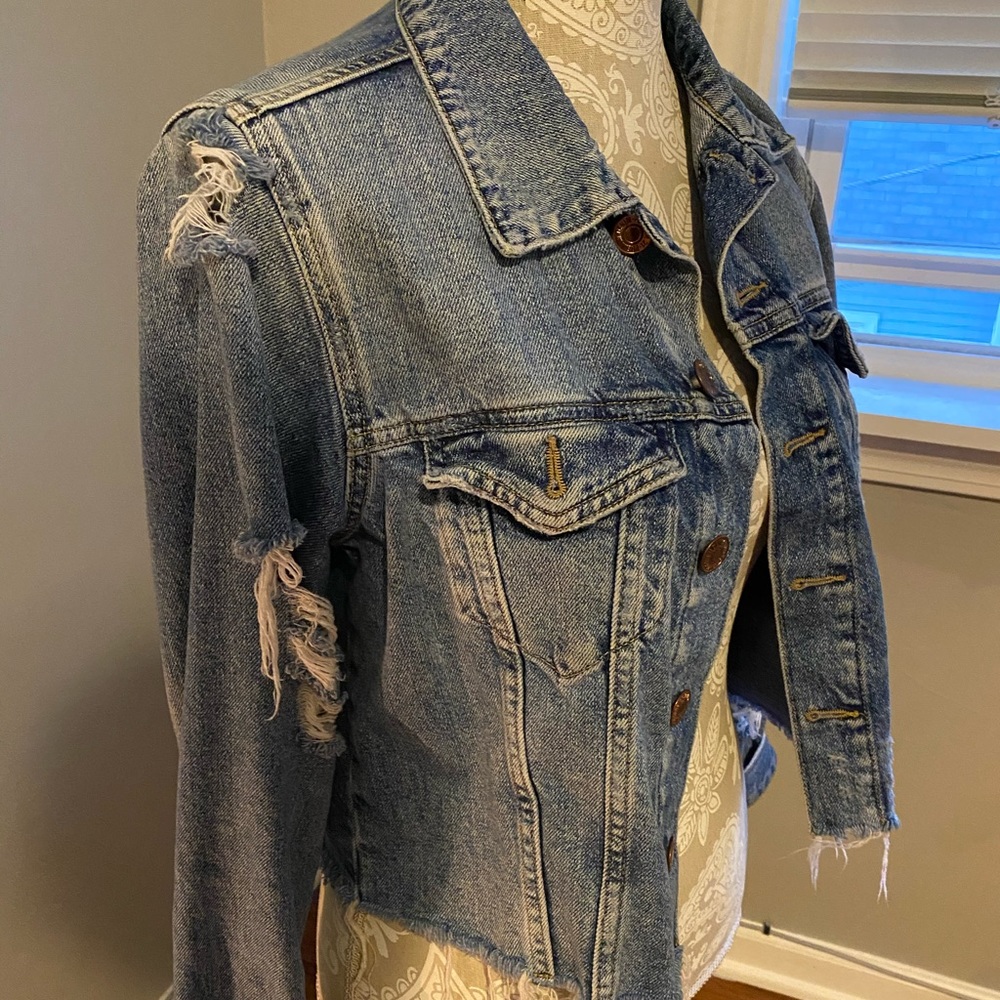 F21 Distressed denim jacket